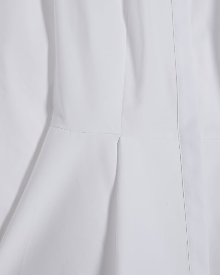 White Long Sleeve Peplum Shirt