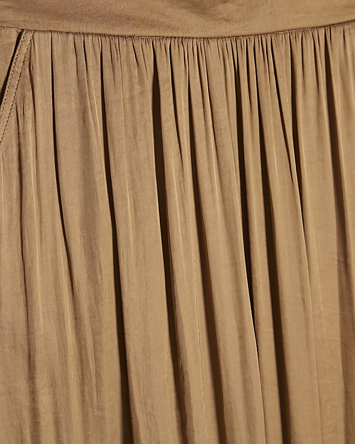 Beige Satin Cargo Trousers