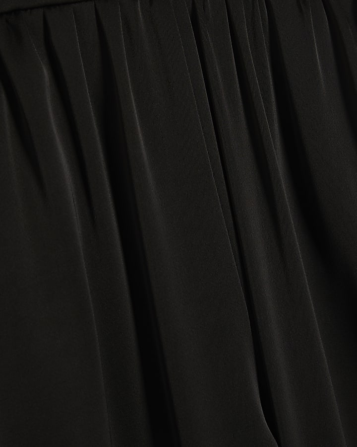 Black Satin Cargo Trousers