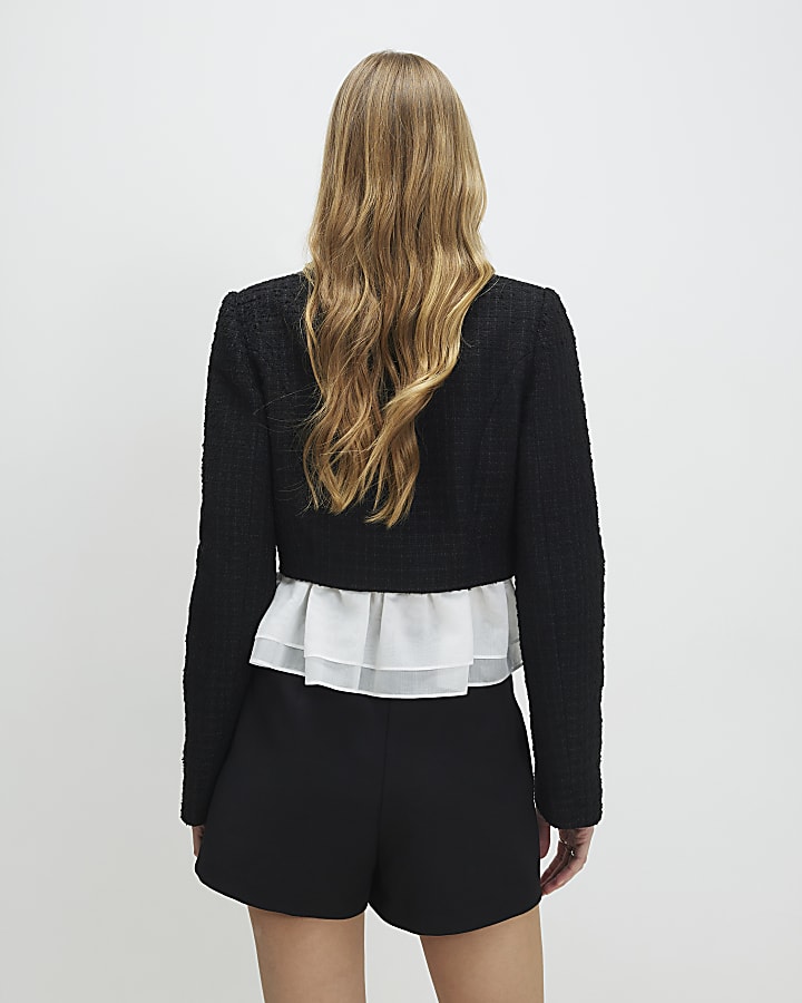 Black Wrap Front Mini Skort