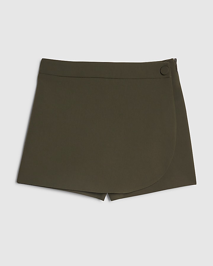 Khaki Wrap Mini Skort