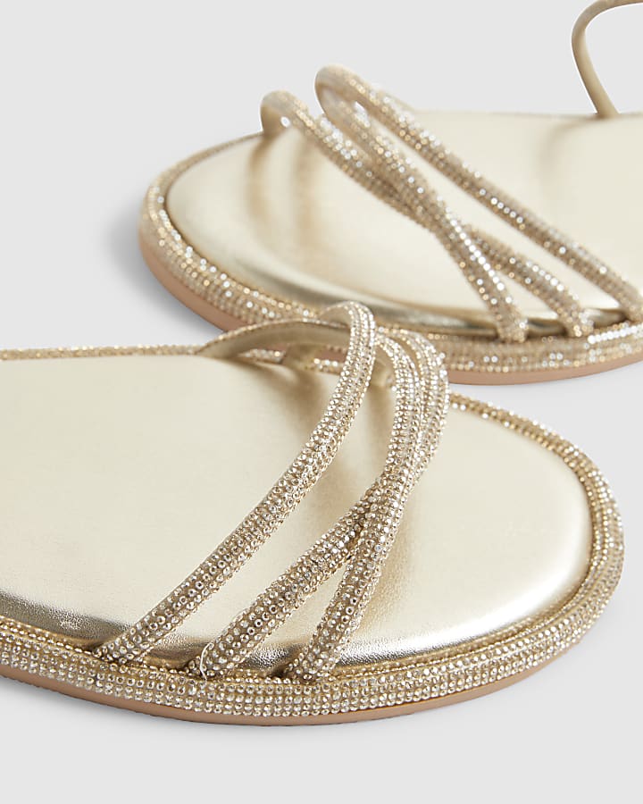 Gold Embellished Flat Sandals