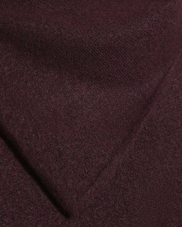 Burgundy Asymmetric Collar Mini Jumper Dress