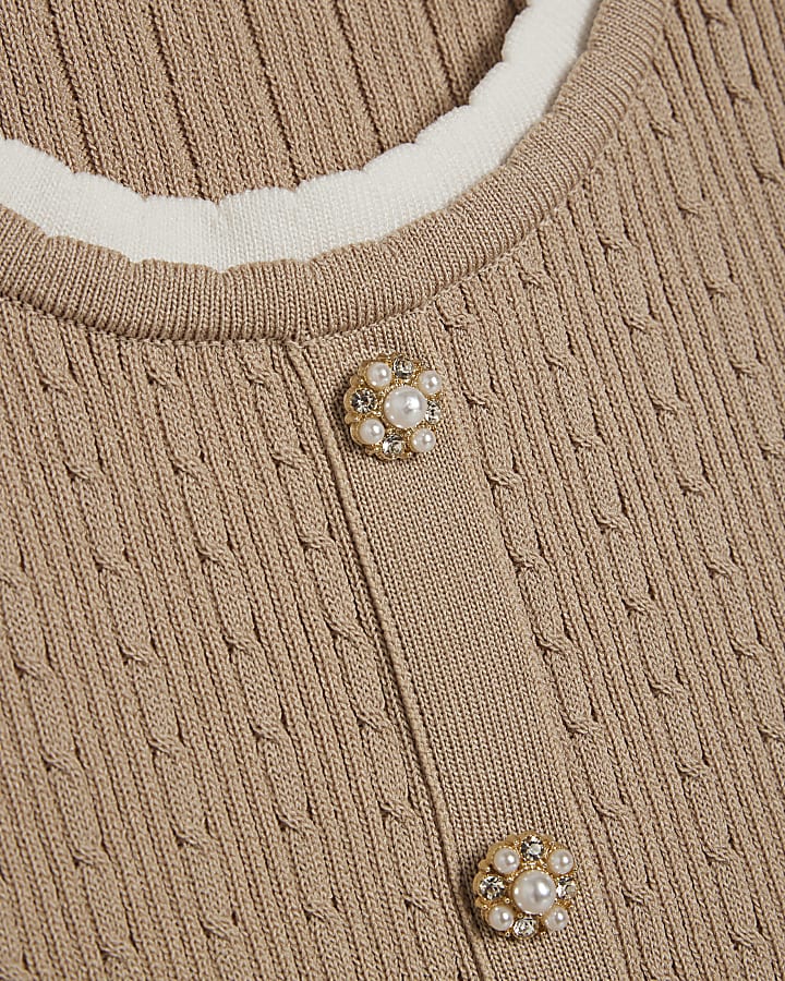 Beige Cable Knit Mini Dress