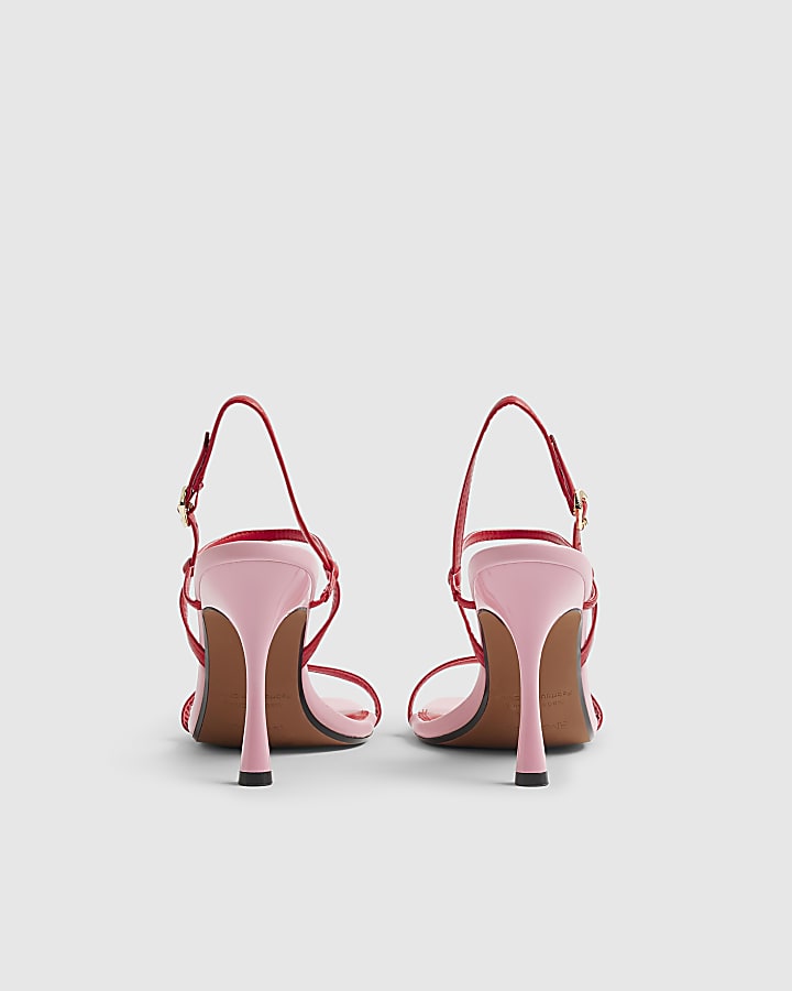 Red Open Back Heeled Sandals