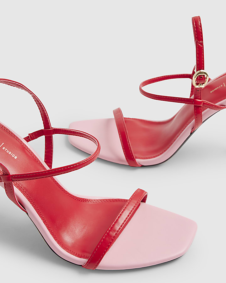 Red Open Back Heeled Sandals