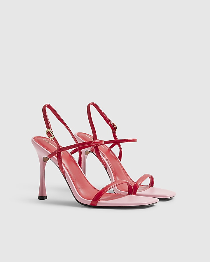 Red Open Back Heeled Sandals