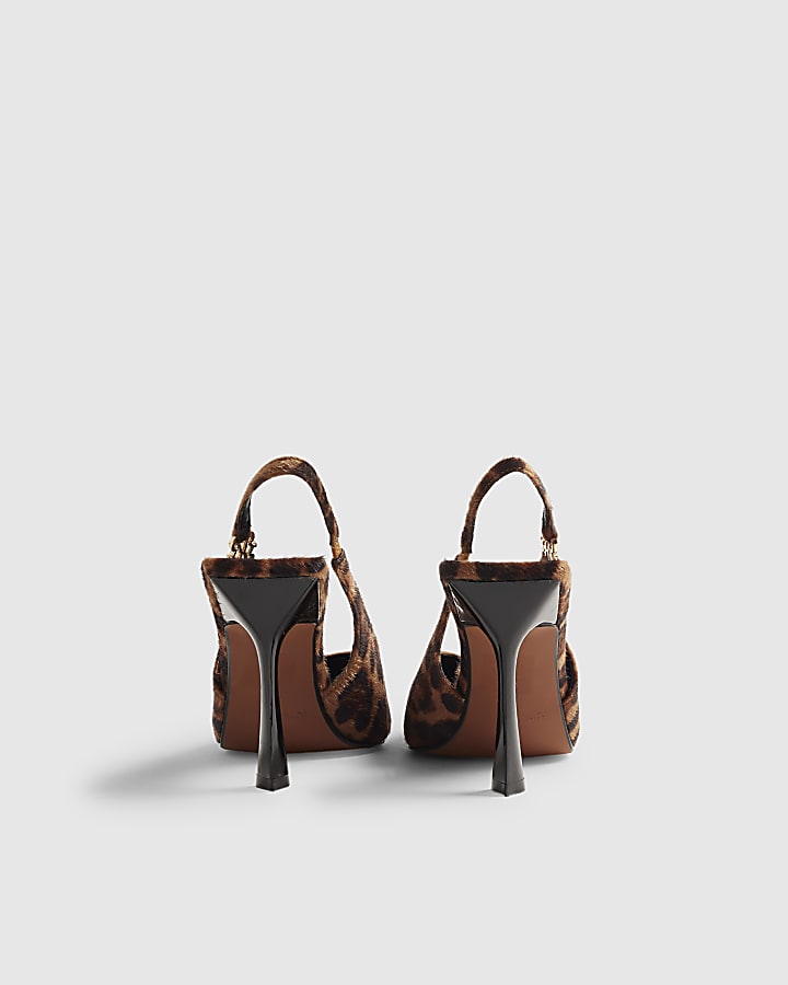 Brown Leopard Print Slingback Court Heels