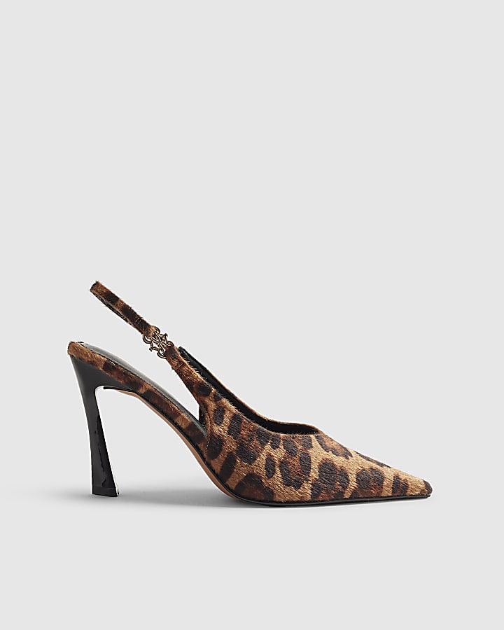 Brown Leopard Print Slingback Court Heels