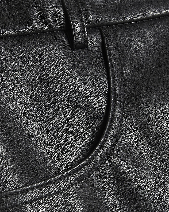 Black Faux Leather Hotpant Shorts