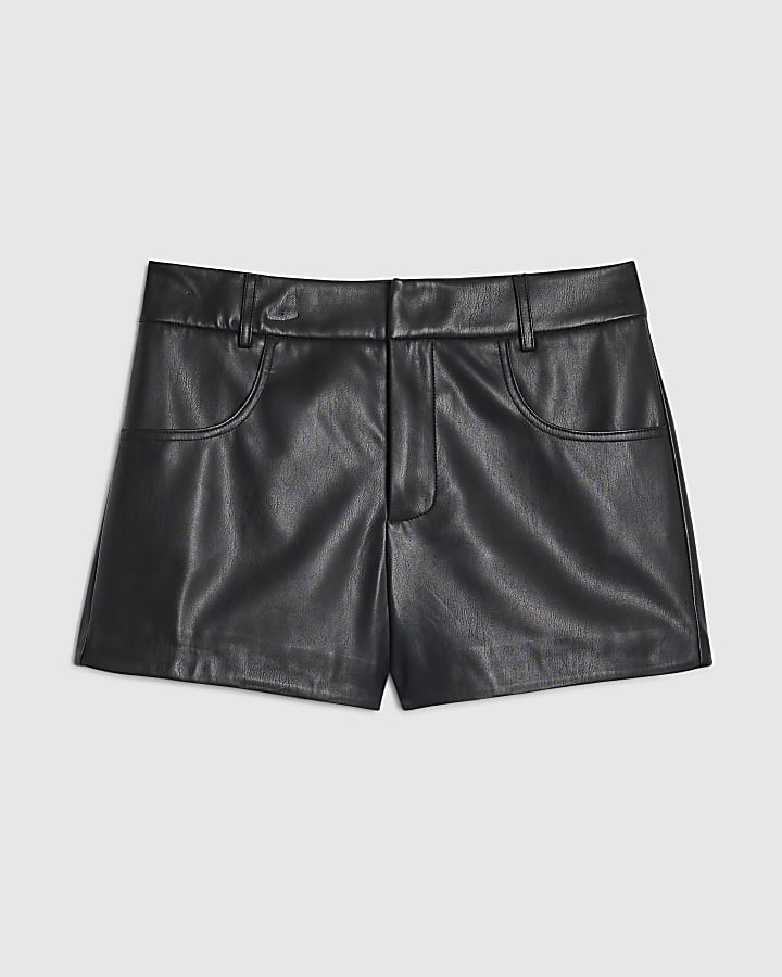 Black Faux Leather Hotpant Shorts