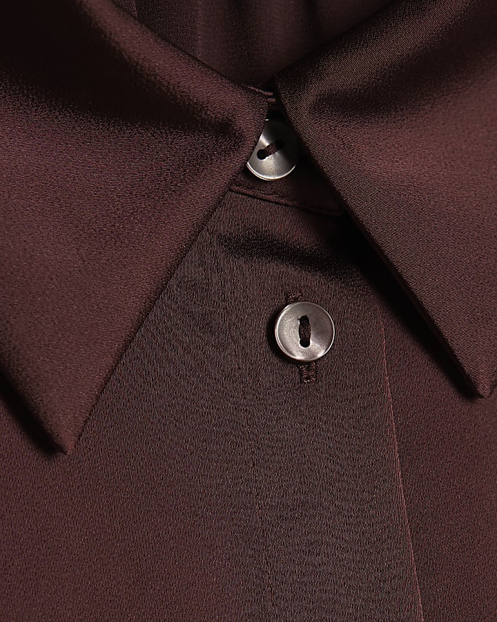 Red Satin Short Sleeve Shirt