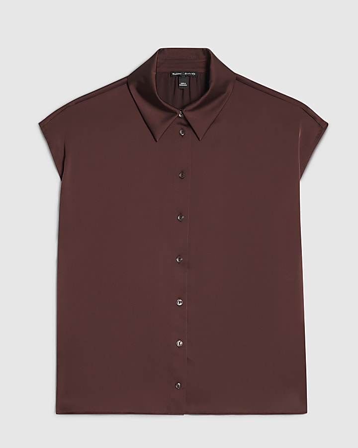 Red Satin Short Sleeve Shirt