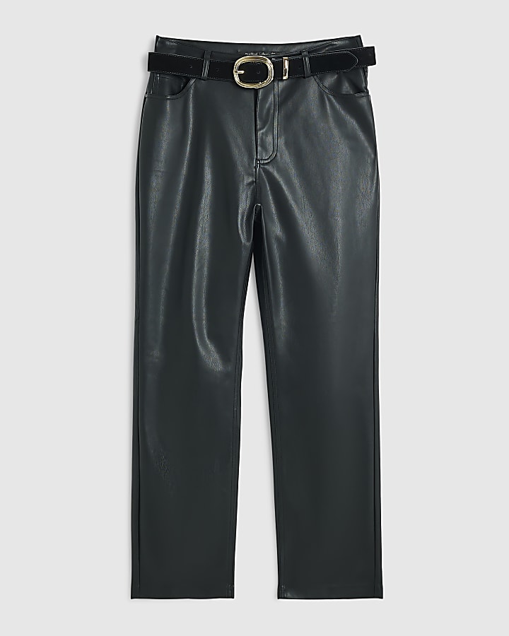 Black Faux Leather Straight Leg Trousers