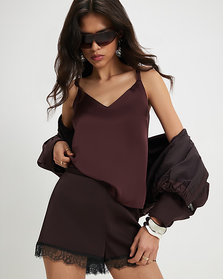 Red Satin Cami Top