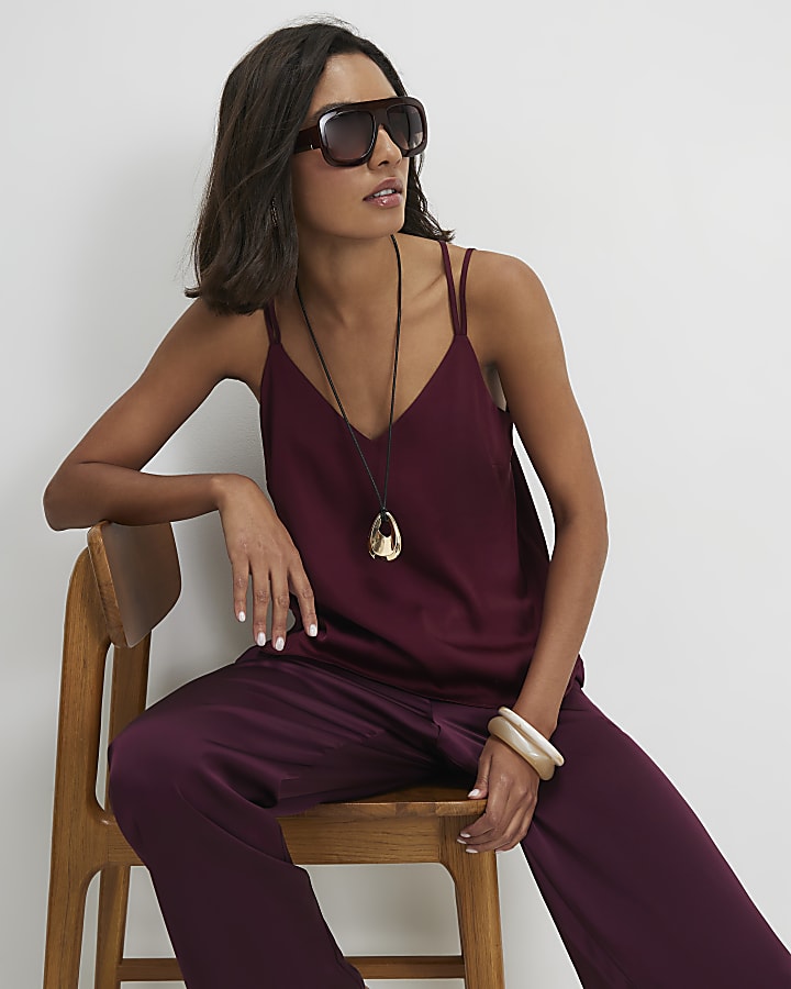Red Satin Cami Top