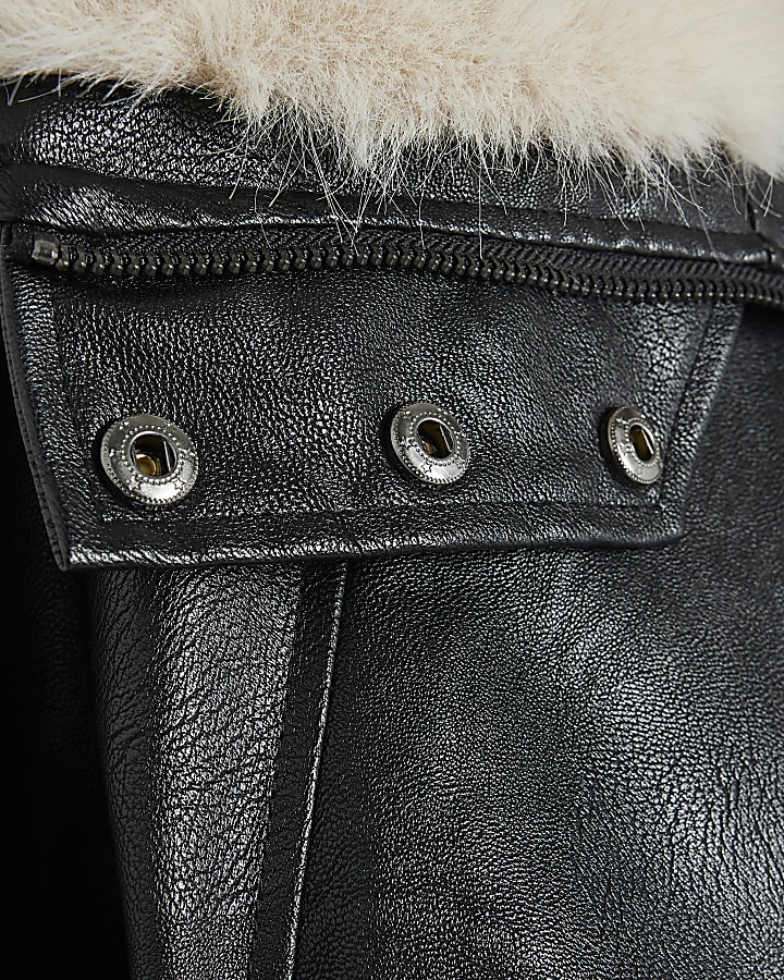 Black Faux Fur Collar Padded Jacket