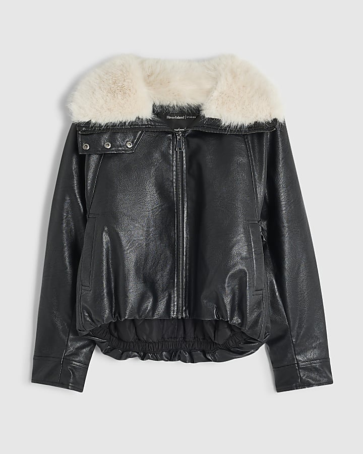 Black Faux Fur Collar Padded Jacket