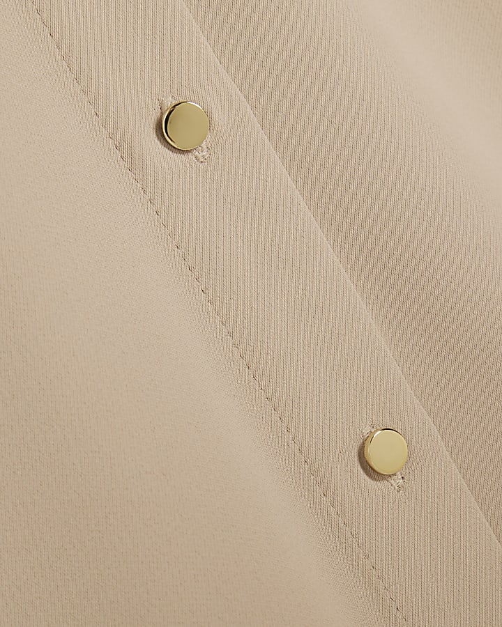Beige Sleeveless Crepe Shirt