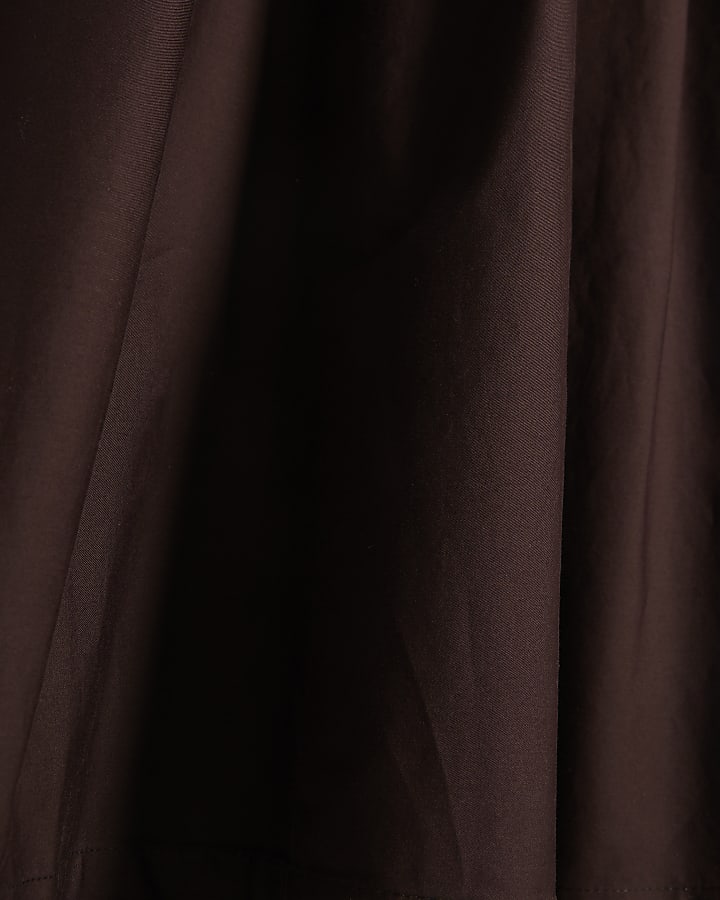 Brown Full A Line Midi Skirt