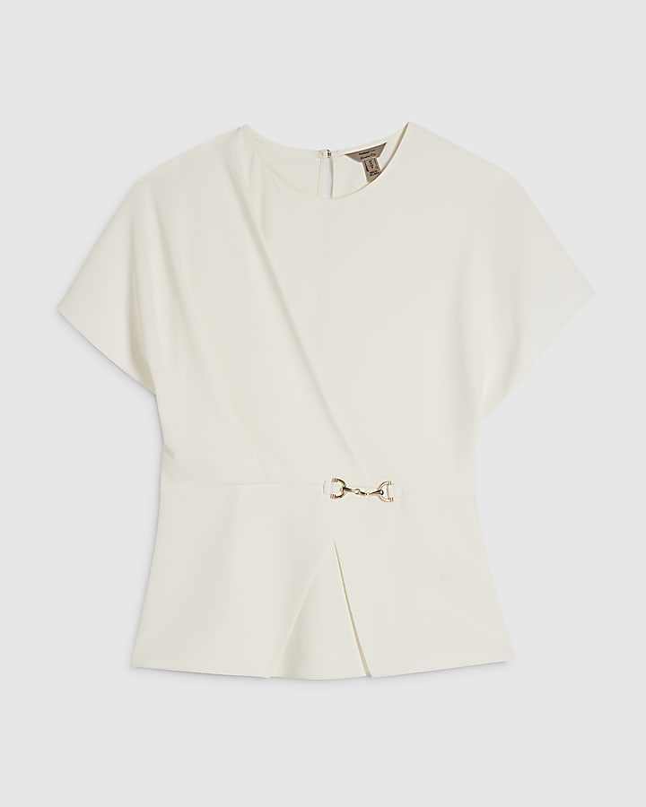 White Crepe Snaffle Detail Blouse