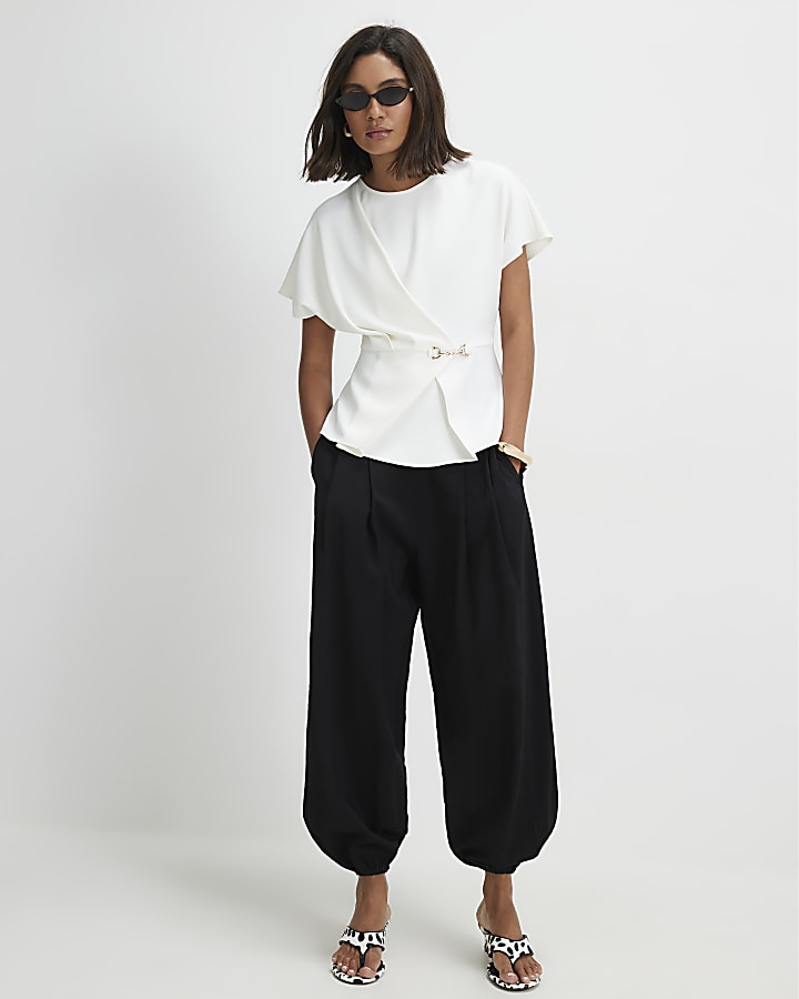 White Crepe Snaffle Detail Blouse