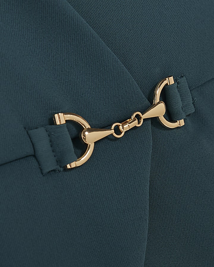 Green Crepe Snaffle Detail Blouse