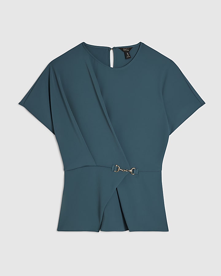 Green Crepe Snaffle Detail Blouse