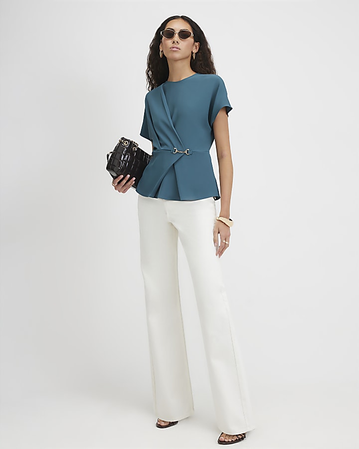 Green Crepe Snaffle Detail Blouse