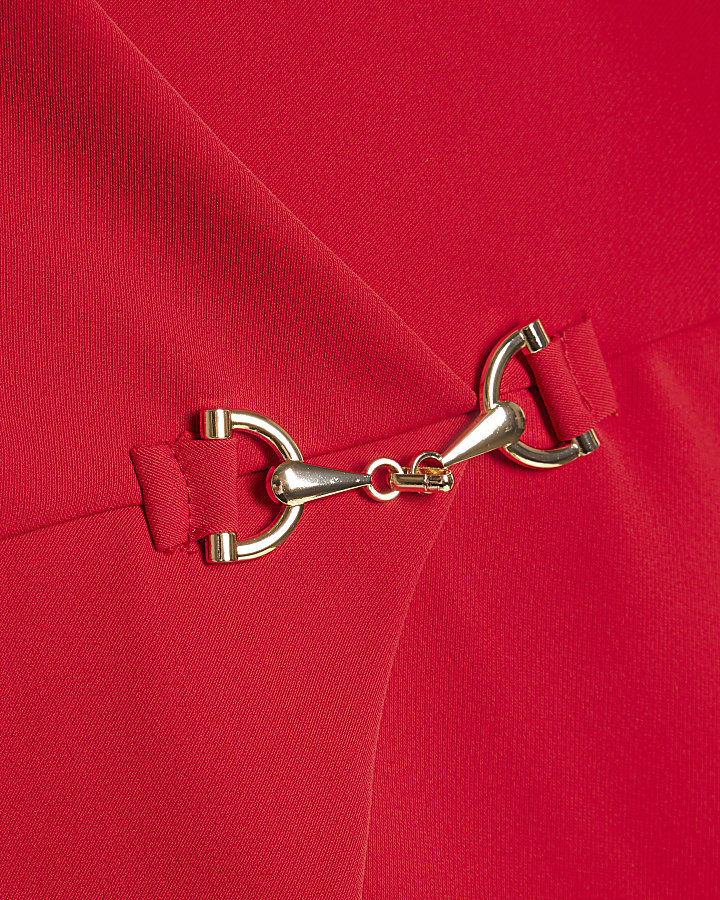 Red Crepe Snaffle Detail Blouse