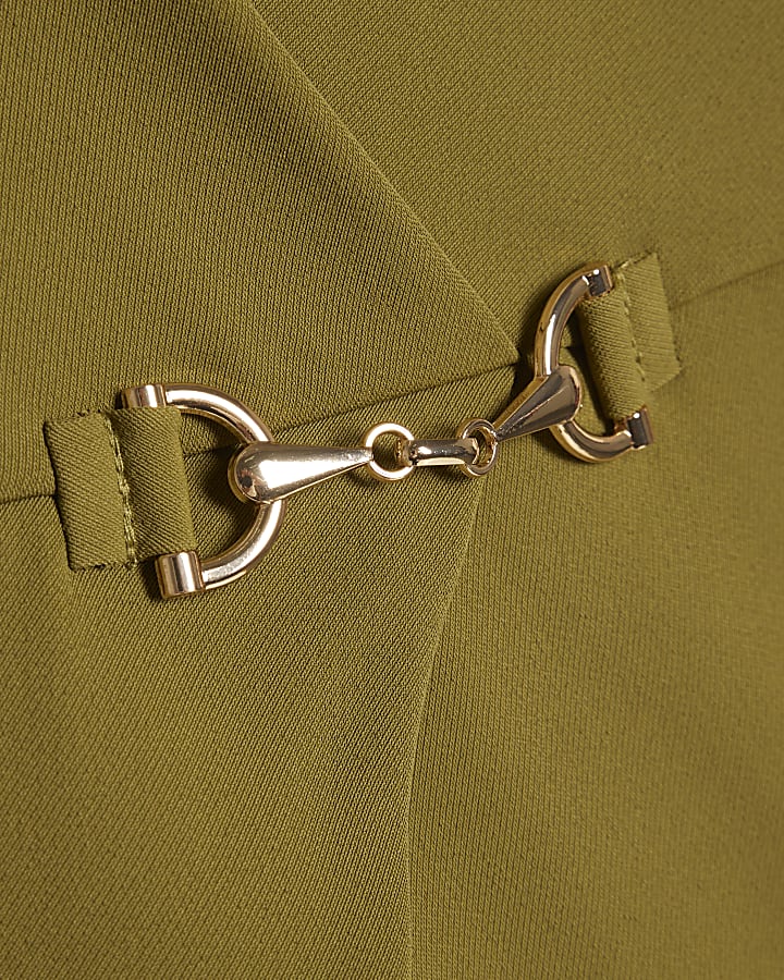 Khaki Crepe Snaffle Detail Blouse