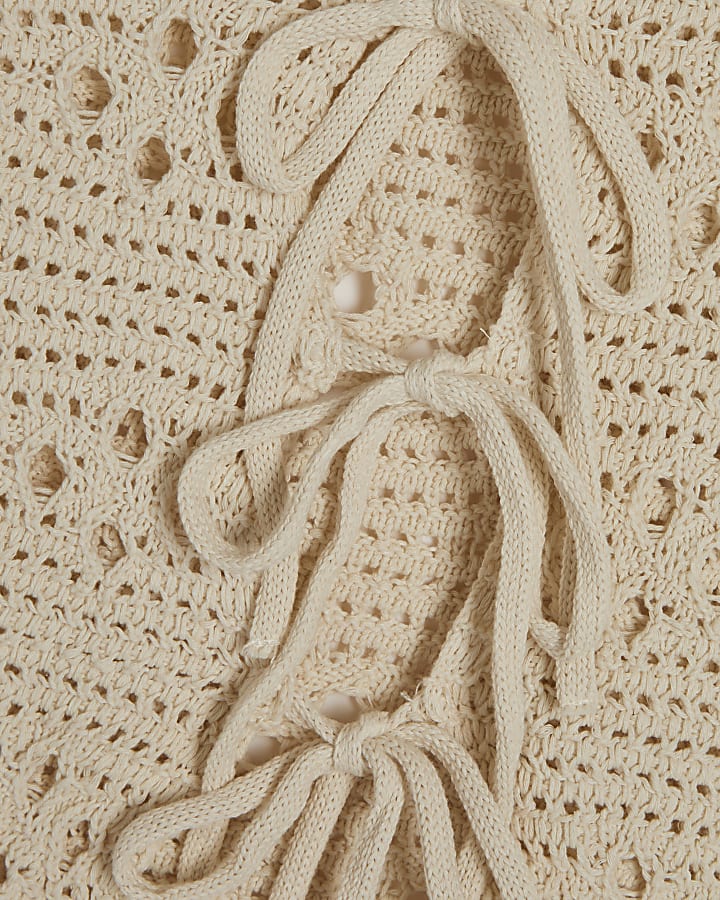 Cream Collared Crochet Cardigan