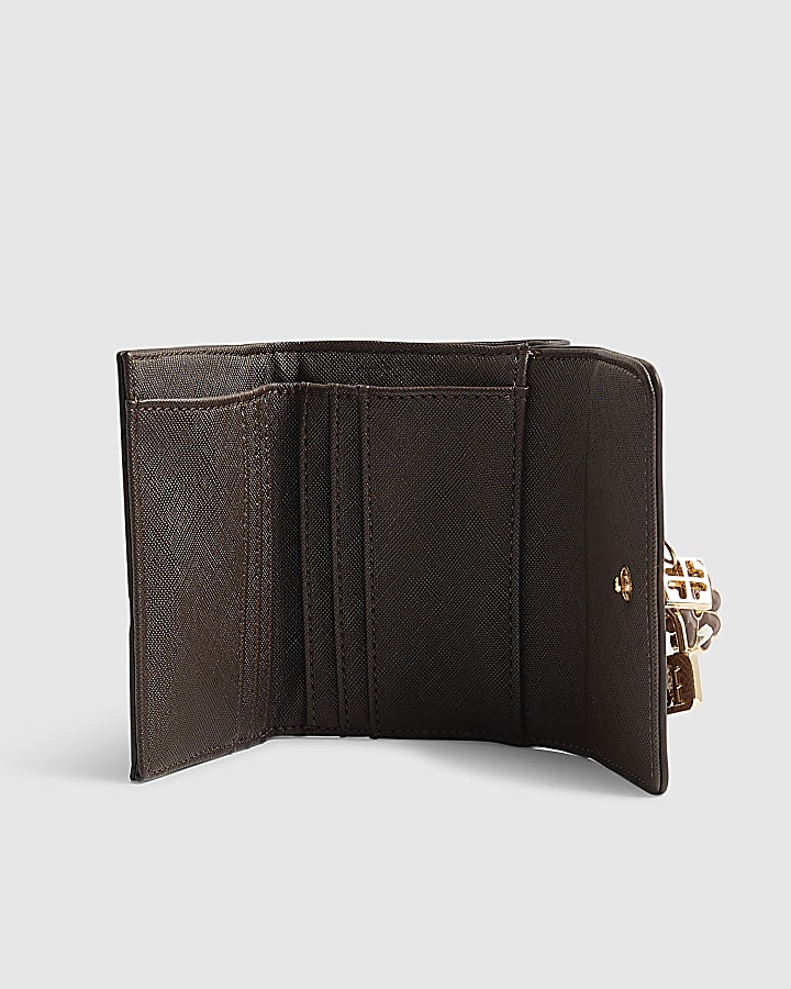 Brown Charm Detail Mini Foldout Purse