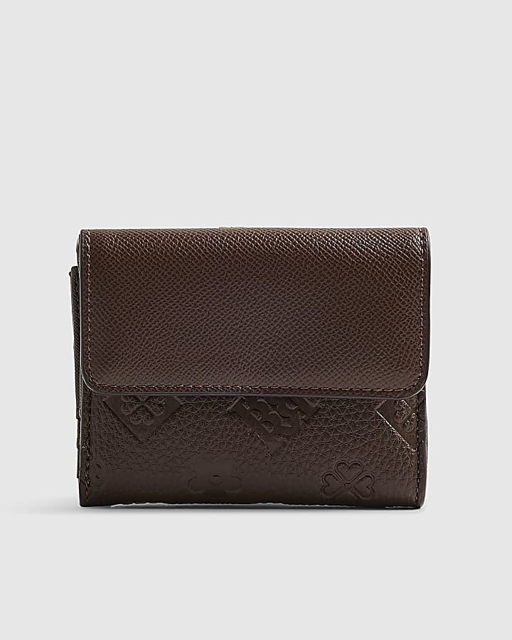 Brown Charm Detail Mini Foldout Purse