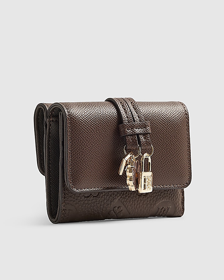 Brown Charm Detail Mini Foldout Purse