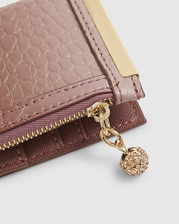 Pink Ombre Crocodile Embossed Purse