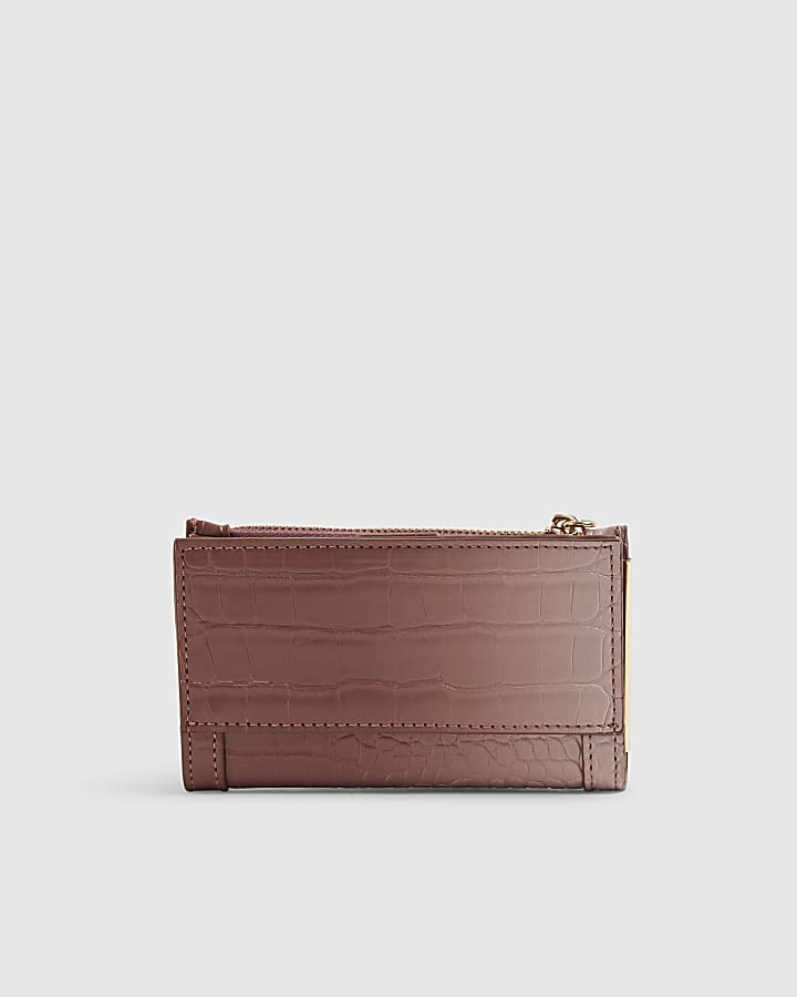 Pink Ombre Crocodile Embossed Purse