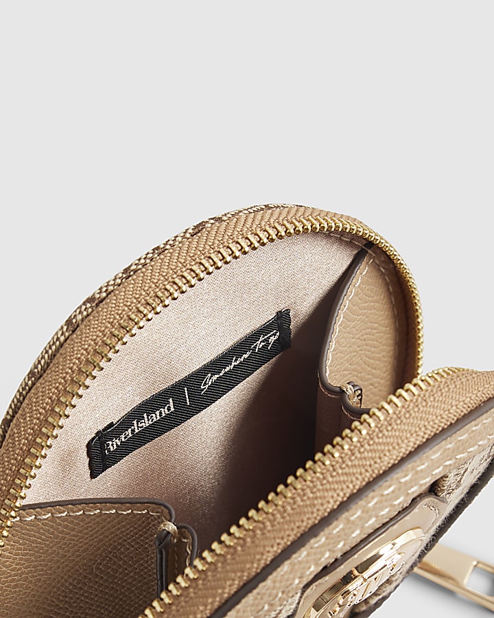 Beige Monogram Panelled Zip Around Purse