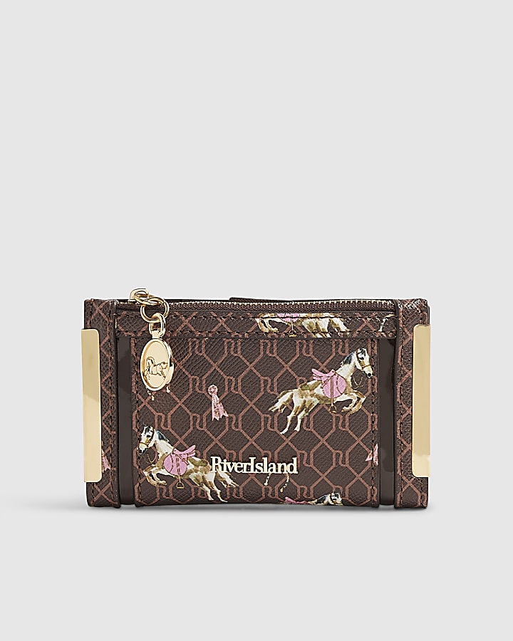 Brown Horse Print Monogram Mini Purse