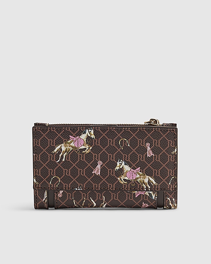 Brown Horse Print Monogram Mini Purse