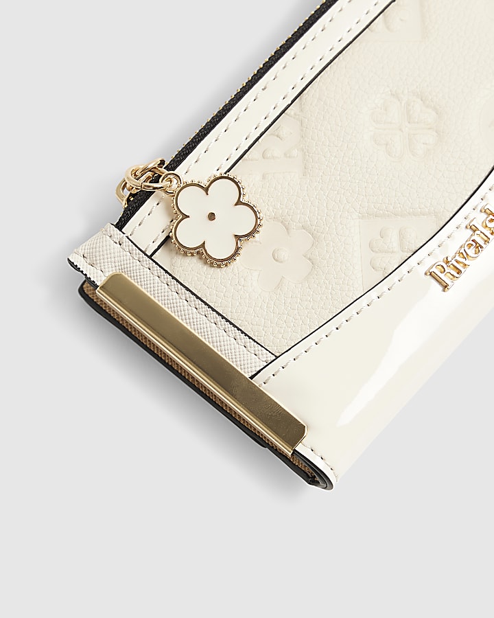 Cream Embossed Monogram Mini Purse