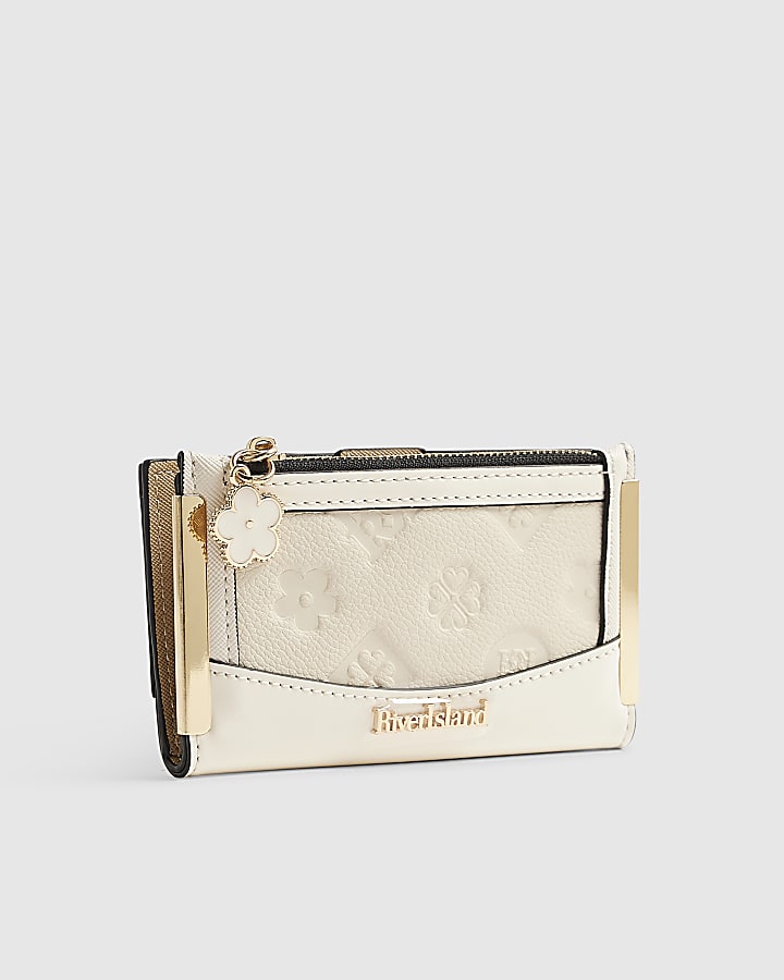 Cream Embossed Monogram Mini Purse