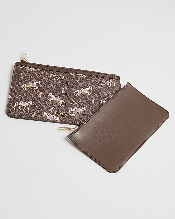 Brown Monogram Horse Print Travel Wallet