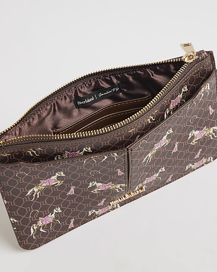 Brown Monogram Horse Print Travel Wallet