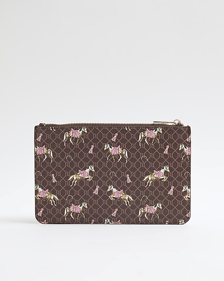 Brown Monogram Horse Print Travel Wallet