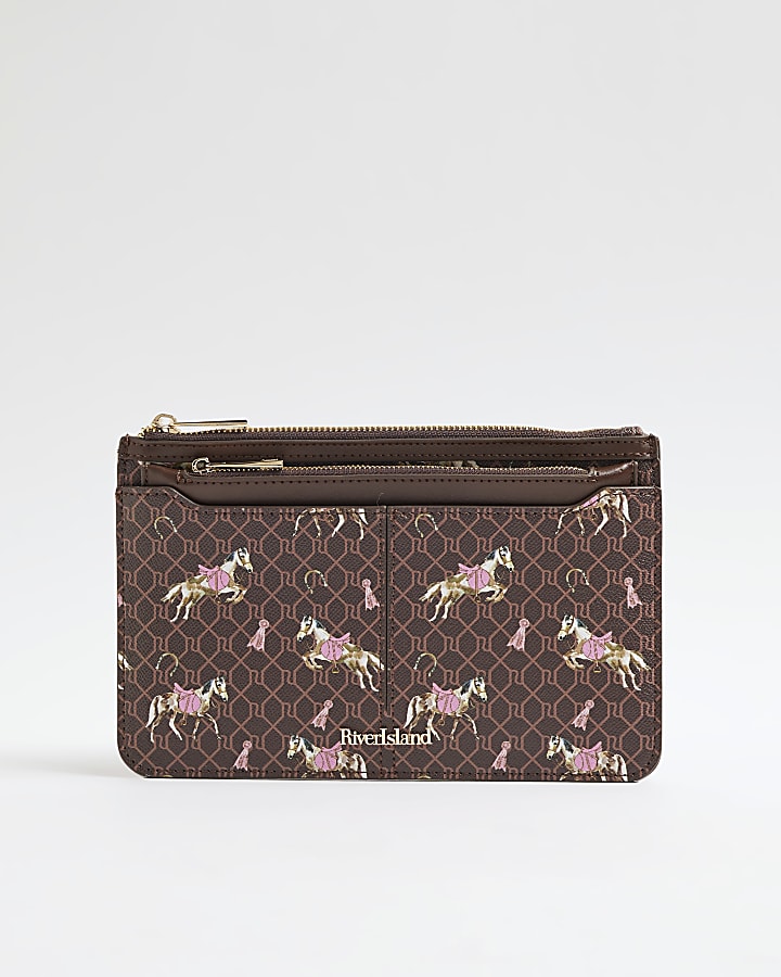 Brown Monogram Horse Print Travel Wallet