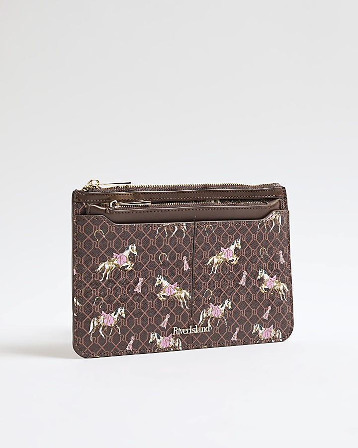 Brown Monogram Horse Print Travel Wallet