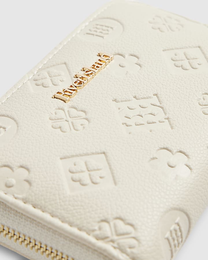 Cream Embossed Monogram Purse