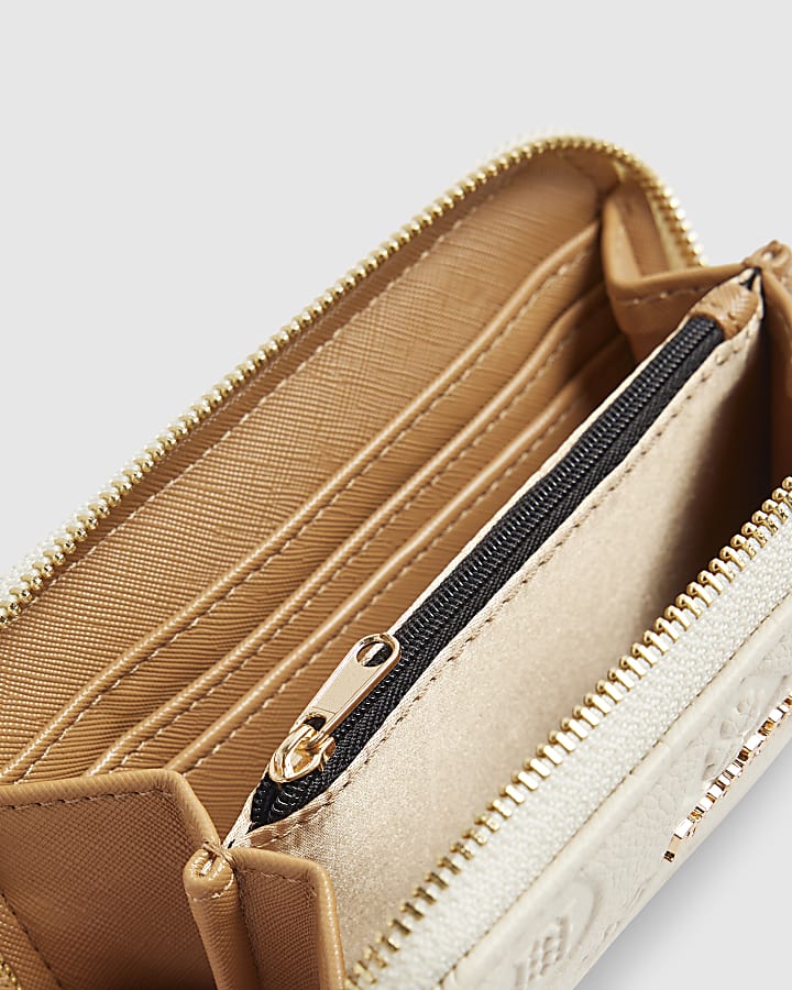 Cream Embossed Monogram Purse