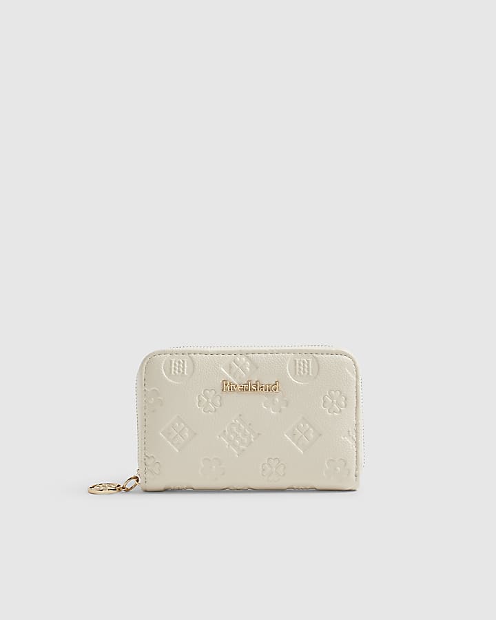 Cream Embossed Monogram Purse